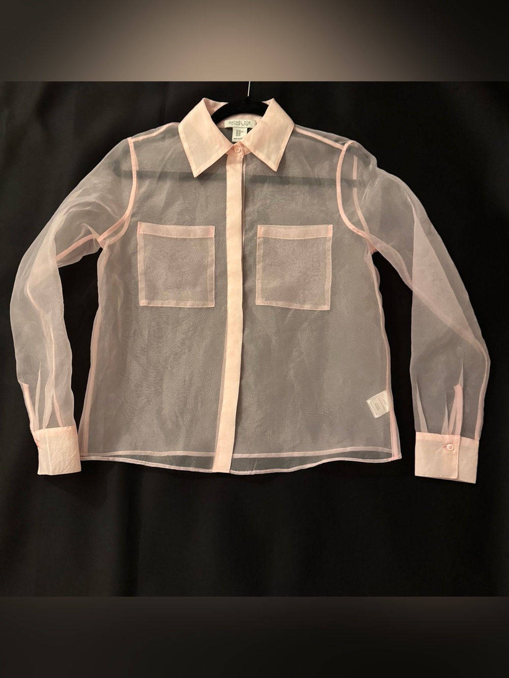 Rachel Zoe Sheer Organza Blouse in Pale Pink / XS